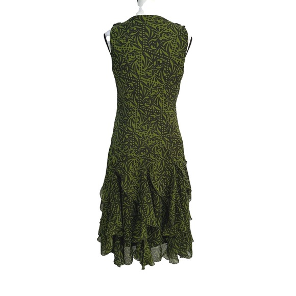 Dressbarn Ruffle Tiered Midi Dress Womens 6 Green Whimsigoth Fairycore Garden - Picture 2 of 13